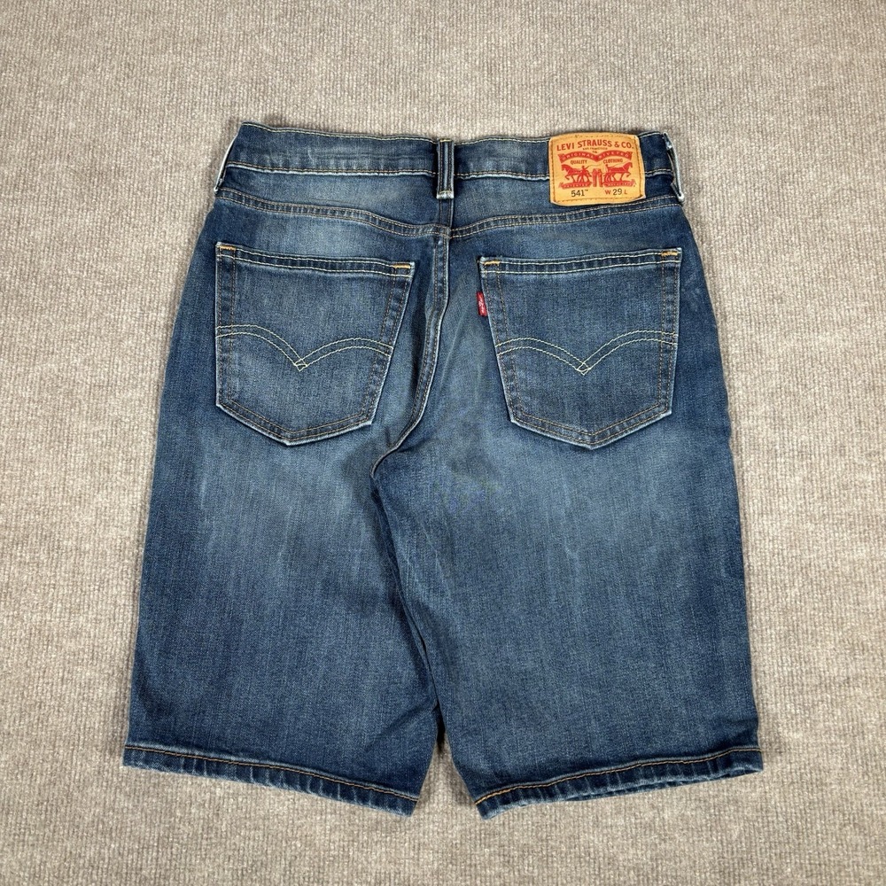 Levis 541 Jean Short Mens 29 Athletic Fit Dark Wash Blue Denim Stretch Faded